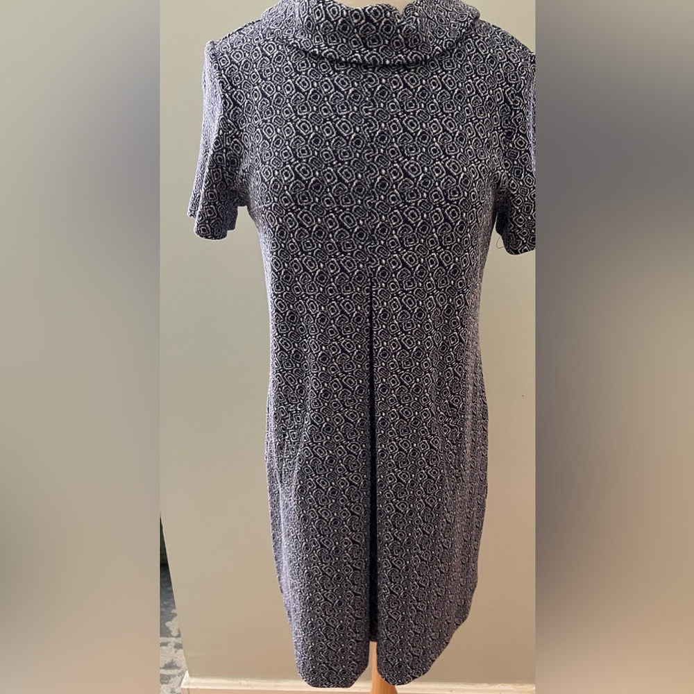 Navy and White Patterned Dress by Tyler Boe
